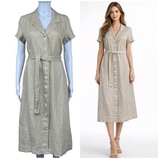 Quince 100% European Linen Button Front Midi Dress Size XS Button Front NWT