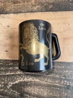 VTG Federal Milk Glass Mug Zodiac Leo The Lion Coffee Tea 10 Oz Black Gold