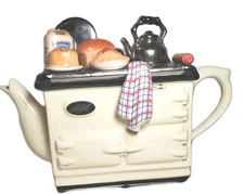 The Teapottery Baking Day AGA Stove Teapot Novelty England 7.5" X 11 X 3