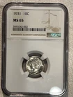 1931 Mercury Dime NGC MS 65