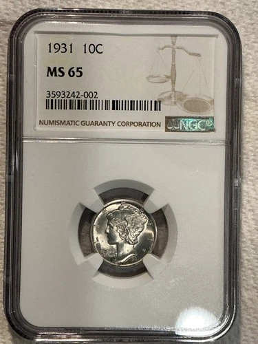 1931 Mercury Dime NGC MS 65