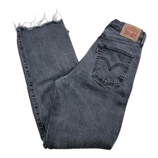Levi's Ribcage Straight Jeans Womens 26 High Rise Denim Button Fly Black