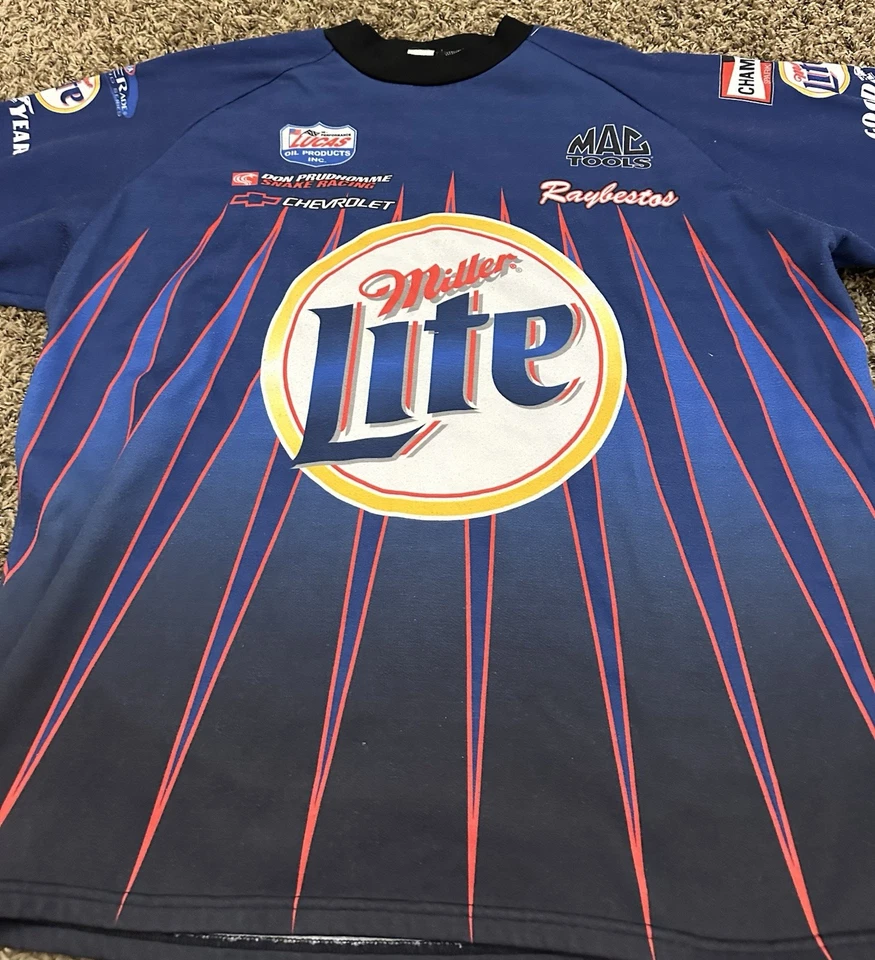 Pullover de colección Don Prudhomme Miller Lite Racing azul AOP para hombre talla 2XL Foto 2 de 4