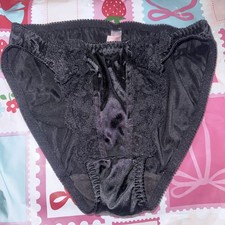 Vintage Victoria s Secret Shiny Second Skin Satin Panties Wet Liquid Black Small