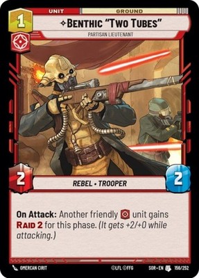 x4 Benthic ''Two Tubes'' - Partisan Lieutenant U Star Wars Spark of Rebellion M/NM