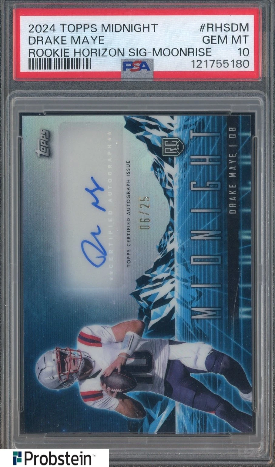 Drake Maye Topps Midnight Rookie Horizon Signatures #RHSDM Moonrise