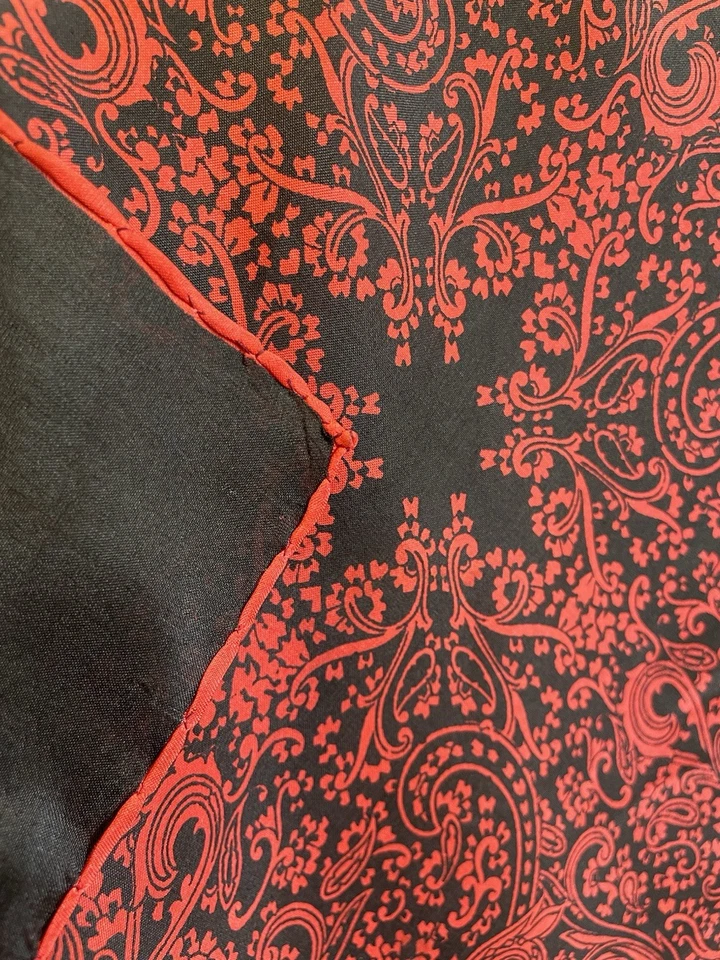 Bufanda cuadrada de seda vintage roja negra cachemira accesorio de moda para mujer #A6 Foto 2 de 3