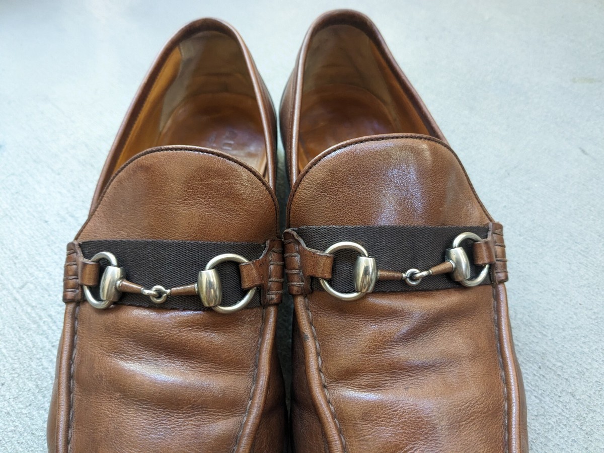 Gucci Horsebit Loafers Men 9.5 Brown Leather Dress Shoes  display picture 3