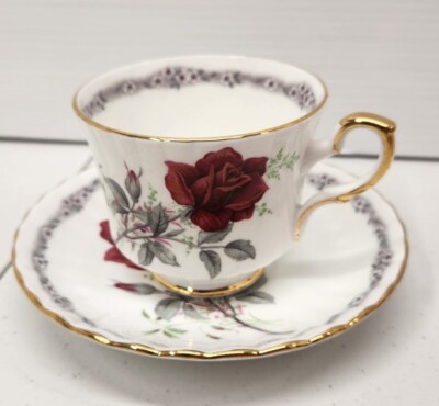 Royal Stafford ''Roses to Remember'' Red Rose Teacup & Saucer ~ England