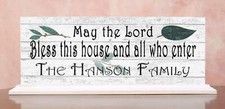 Bless This House Sign - Personalized Family Welcome Sign Custom Name