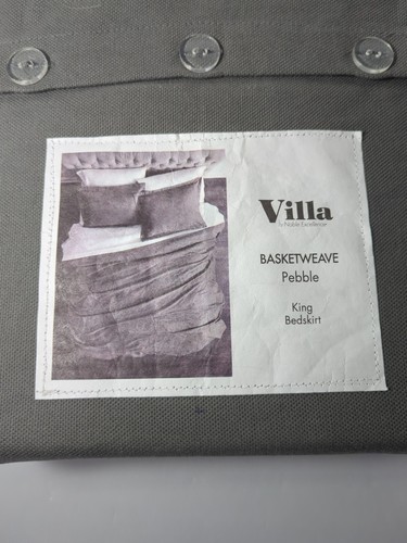 NEW- Villa by Noble Excellence Basketweave King Bedskirt Pebble Gray MSRP: $139 - Picture 3 of 4
