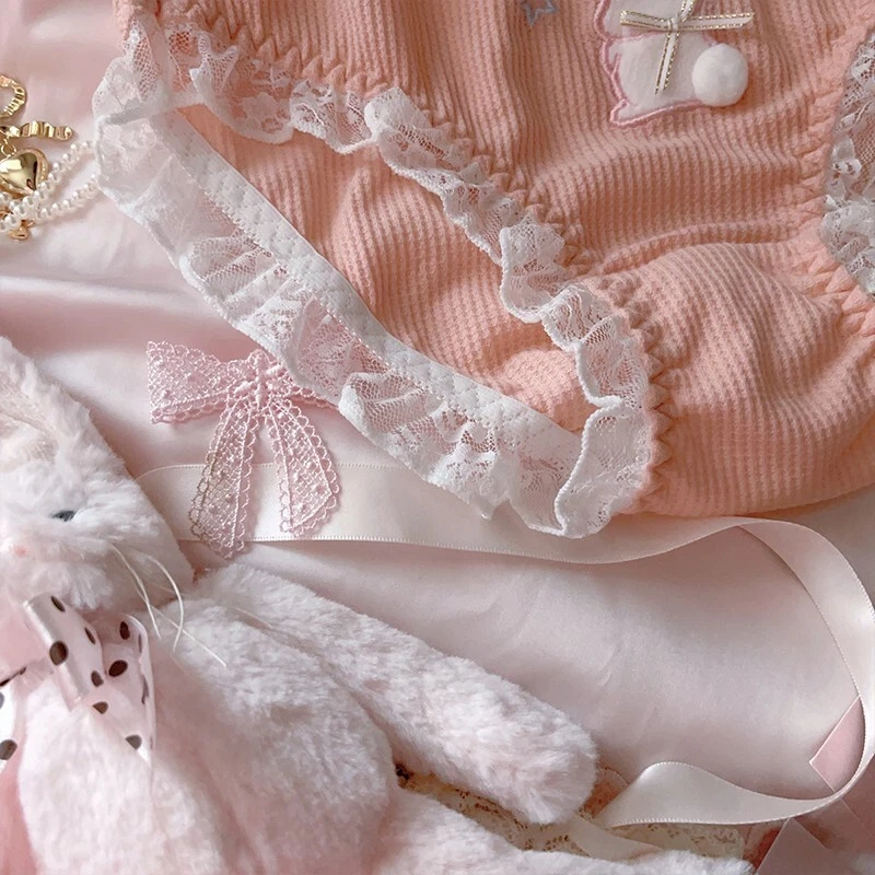 3Pcs women lolita pink cotton underpants sweet cartoon panties Japanese briefs - Image 3 of 4