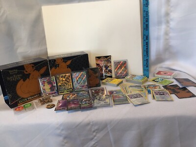 Pokemon Shining Fates Lot Of 138 Cards & Black ETB Box Rares Holo Estate Find