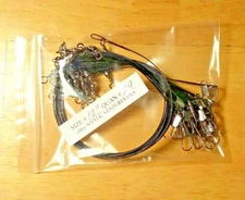 24ct 12" BLACK Steel COATED 7 STRAND BRAIDED Fishing Leaders Snaplock 30lb