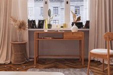 Schreibtisch Zola Kernbuche massiv 120x46cm mit Schublade