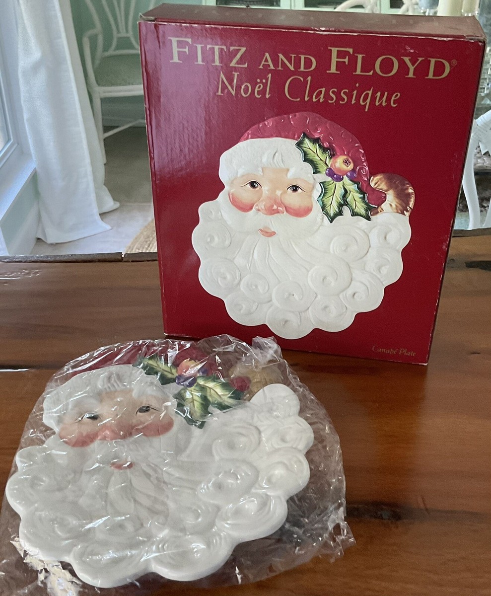 Vintage 2003 Fitz Floyd Santa Christmas Canape Cookie Plate