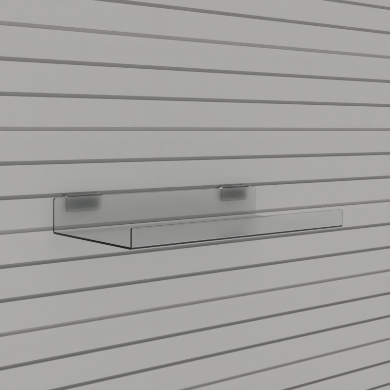 SL1194 - General Purpose Slatwall Shelf with Upstand: 400mm (W) x 25mm (H) x