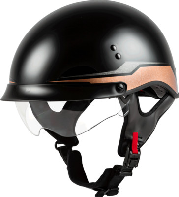 NEW GMAX HH-65 HALF HELMET SOURCE FULL DRESSED BLACK/COPPER XS-72