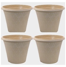 Planter Set of 4 Round 30cm Garden Plant Pot Matt Cream Outdoor Decorative Cover