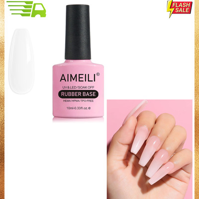 AIMEILI Clear Rubber Base Gel For Nails, Soak Off U V LED Hema Free 