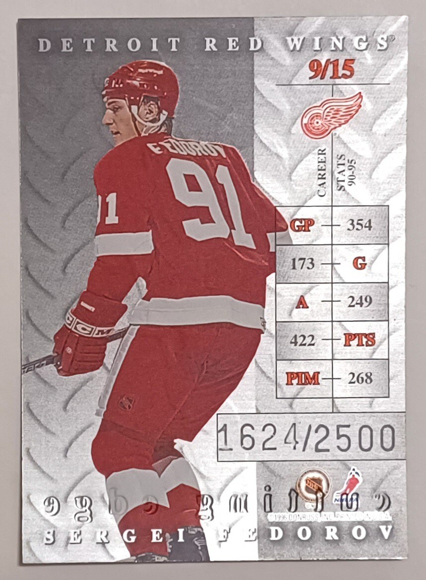 /2500 1995-96 Sergei Fedorov #9 Donruss Elite CUTTING EDGE Insert Card HIGHGRADE