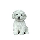 Cute White Puppy Dog Bichon Frise Breed Animal Statue Sculpture Figurine