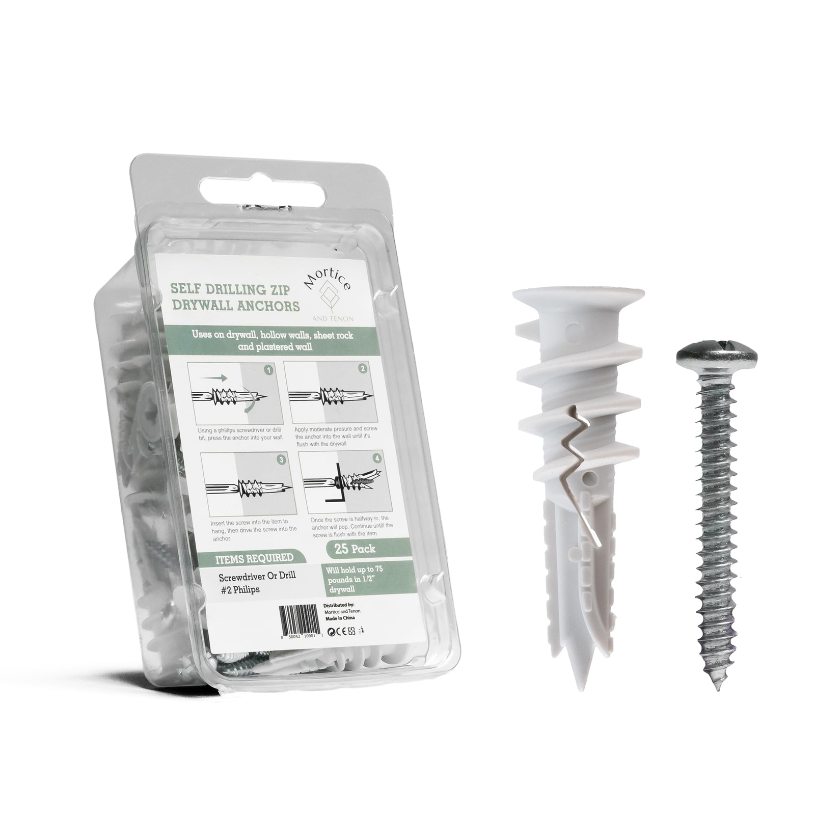 Premium Nylon 66 Self-Drilling Drywall Anchors & Screws Kit for Secure Mounting