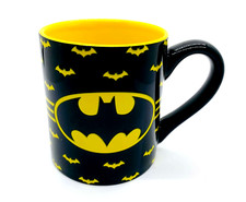 Batman Mug DC Comics Super Hero Black Yellow Ceramic 14oz Coffee Cup - 2016