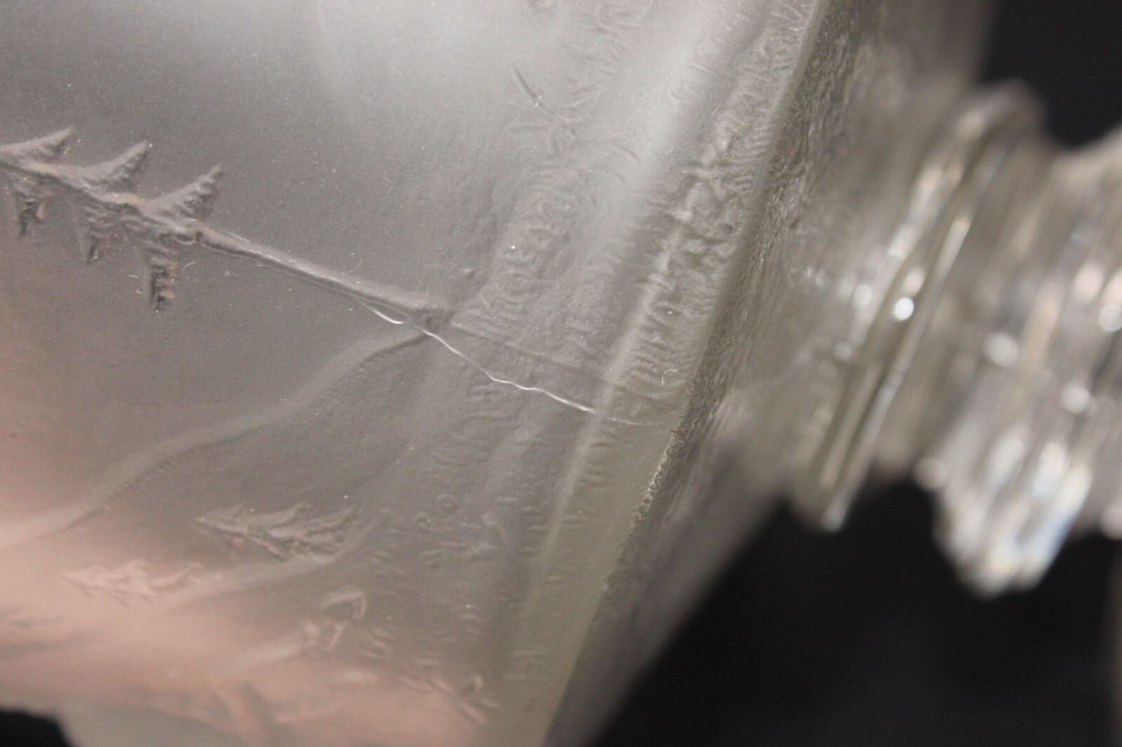 Vintage L G Wright WESTWARD HO! Clear & Frosted Glass Compote, 7" Long VGUC