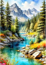 Snowy Mountain Diamond Painting Kits for Beginners Adults,5D DIY Forest Diamond