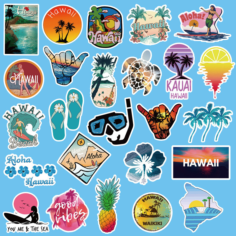 50Pcs Hawaii Surf Sticker bomb Vinyl Longboard Luggage Surfboard