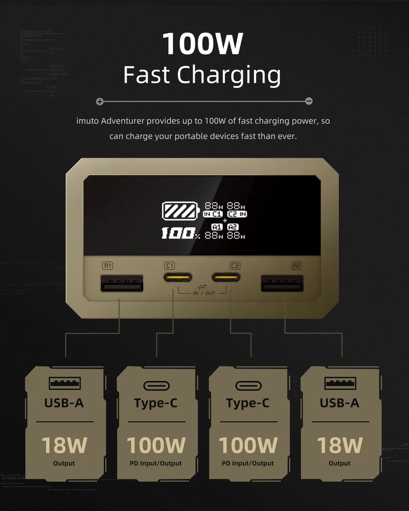 100W 26800mAh Power Bank with USB-C Fast Charging for Laptops
