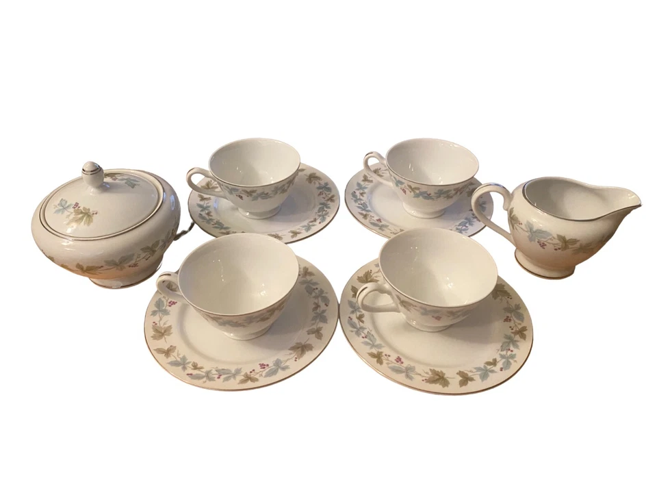 Juego de té vintage de vid china de 10 piezas #6701 - tazas de té, azucarero, crema Foto 3 de 4