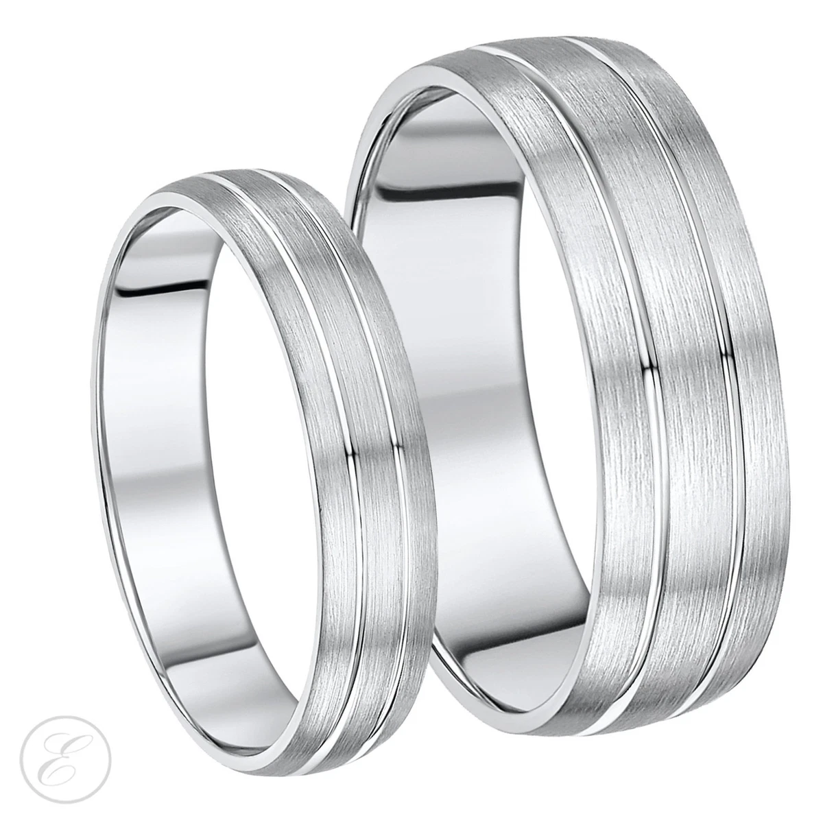 Palladium Wedding Rings Grooved Matt Polished Grooves Wedding Bands 5 7mm