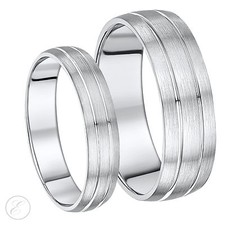 Palladium Wedding Rings Grooved Matt & Polished Grooves Wedding Bands 5&7mm 