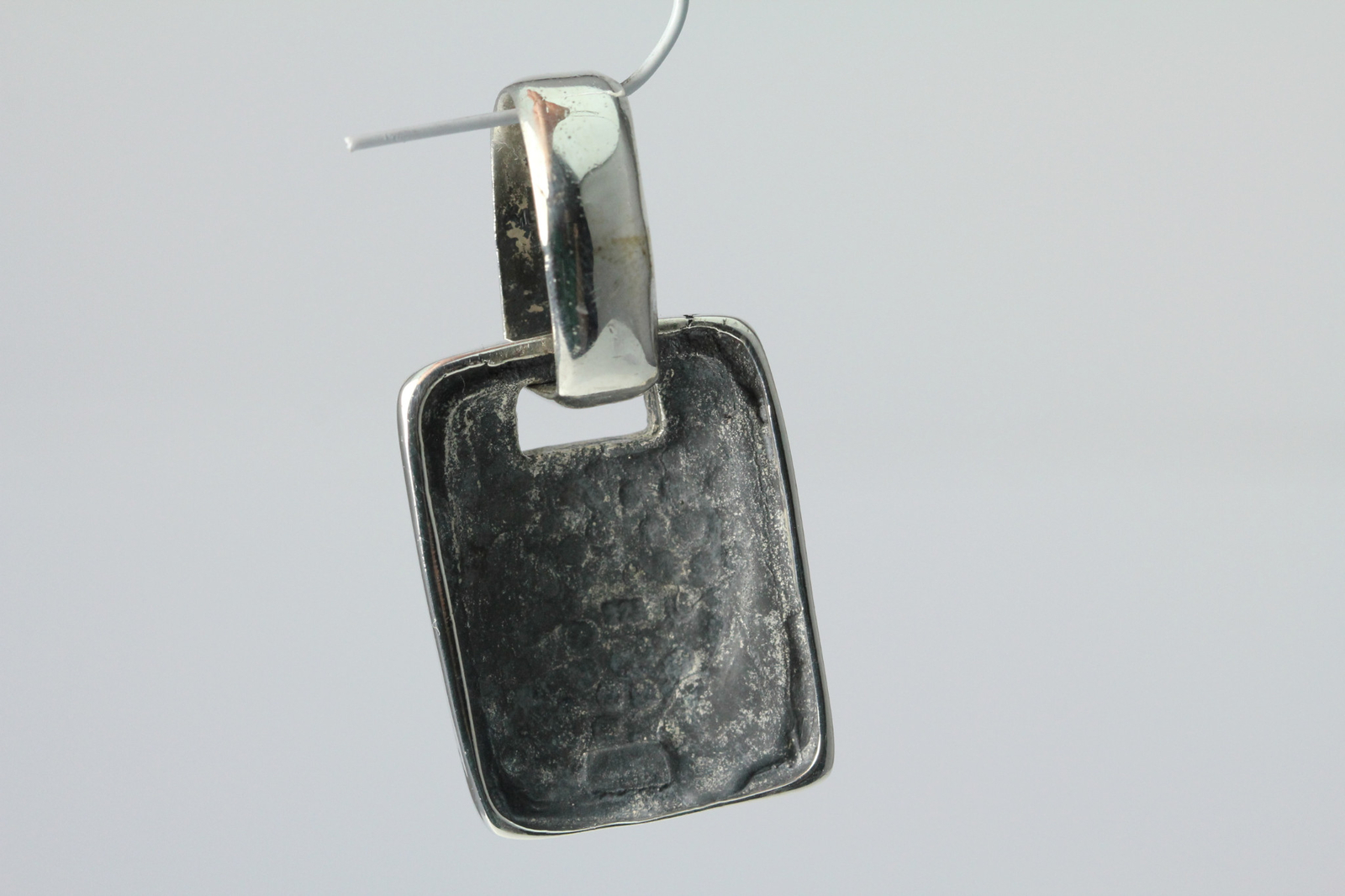 925 SS Large Rectangular Ribbed Pendant with D-Ri… - image 12