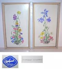 2 Lovely Vintage Hildegard Wilharm Original Watercolors Gallery Framed