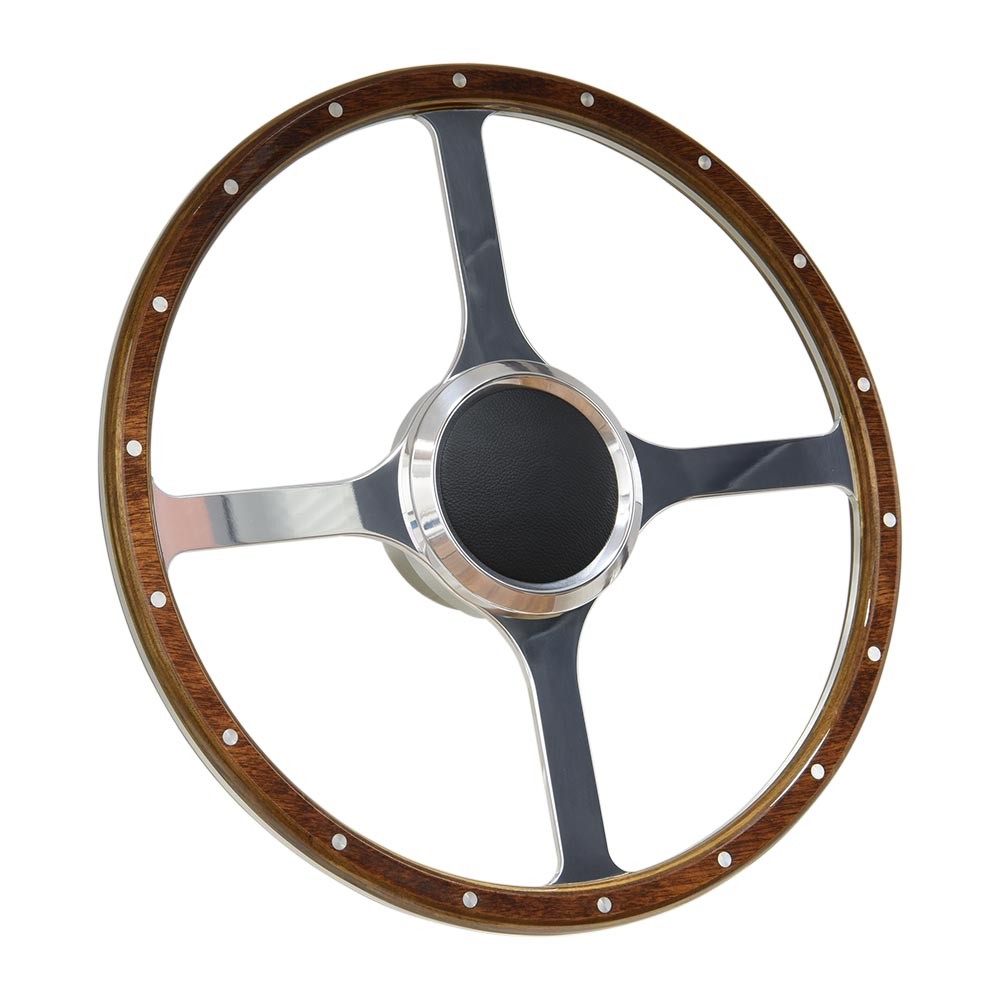Wood Boat Steering wheel with Adapter 4 spoke with 3/4" tapered key
