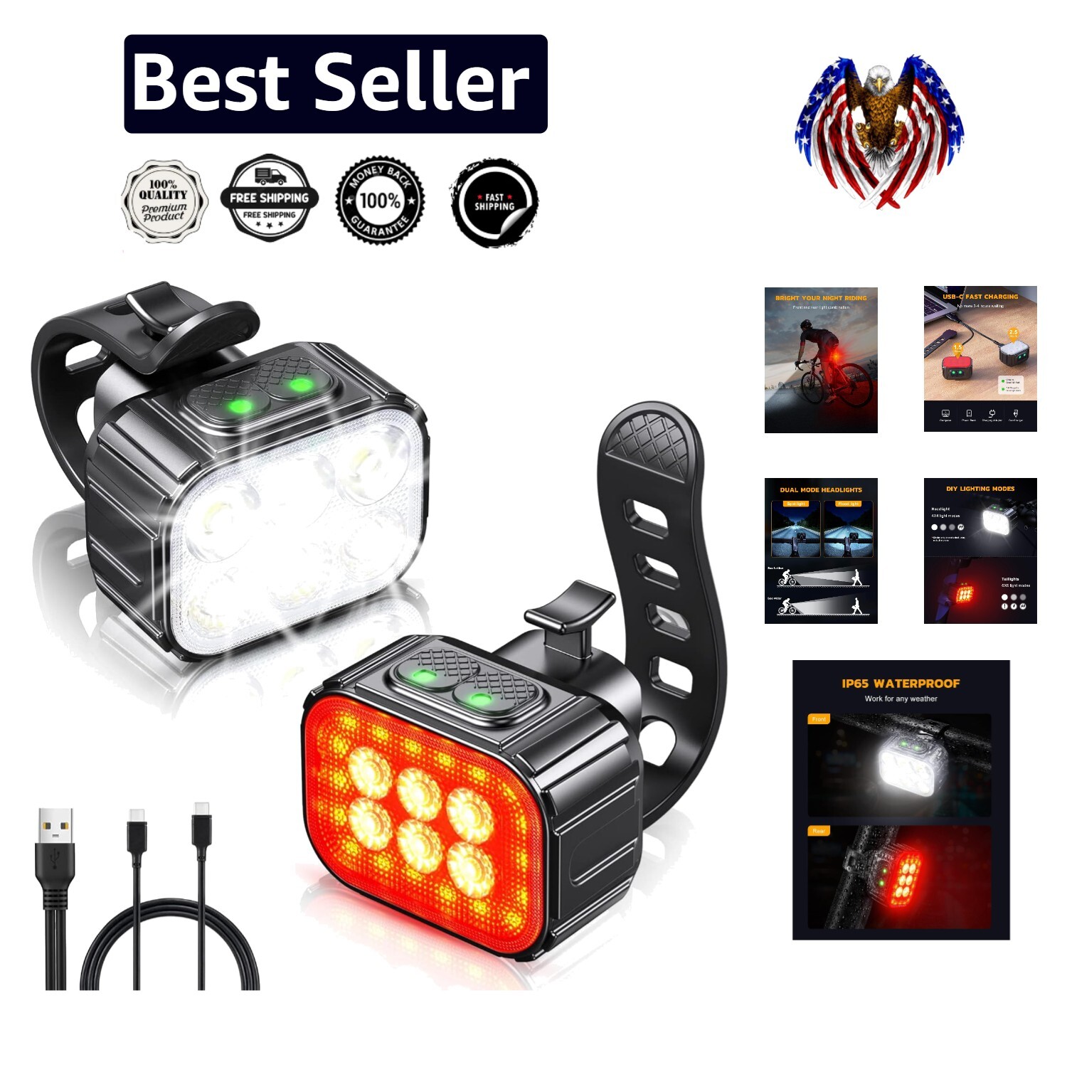 Compact and Durable Bicycle Light Set - Perfect for Night Riding Adventures
