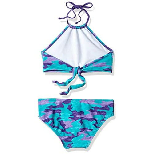 Kanu Surf Girls Halter Bikini 2 Piece Swimsuit  12 Purple Beach Erin  Camo - Picture 2 of 2