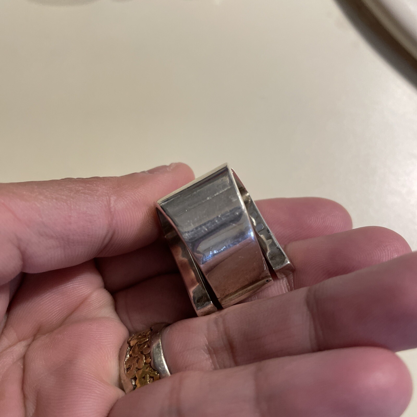 Big statement ring silver, square geometric ring,… - image 6