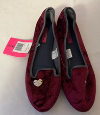 Betsey Johnson Purple Velvet Womens Size L Large 9-10 Slippers New NWT