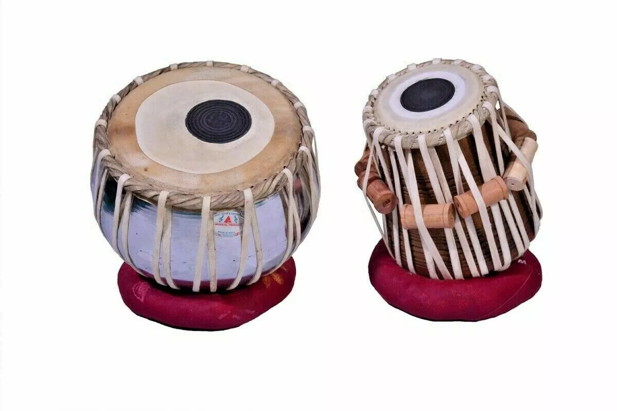Steel Tabla Set Chrome Finish Sheesham Wood Dayan Musical