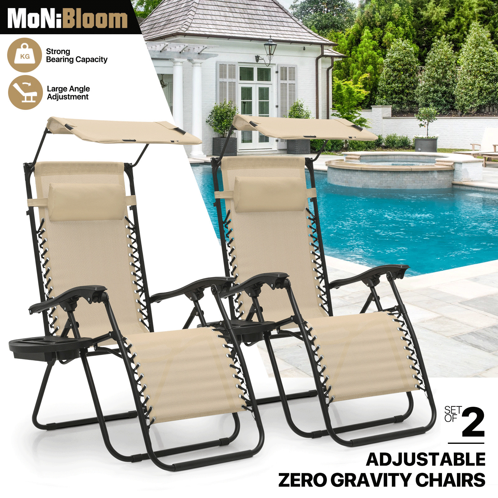 Beach Lounge Recliner W/cup Holder