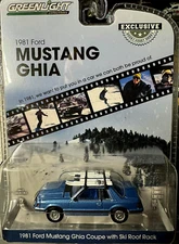 1:64 Greenlight 1981 Ford Mustang Ghia Coupe w/ Ski Roof Rack Hobby Exclusive