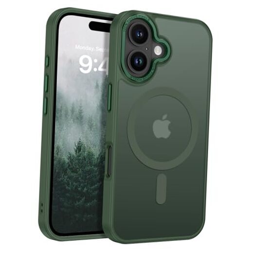 Magnetic for iPhone 16 Case [Compatible with Magsafe] Translucent Forest Green
