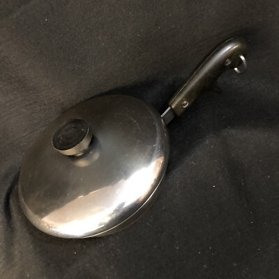 Vintage Revere Ware SS Copper Clad Bottom 1801 7'' Skillet With Lid 363973  V