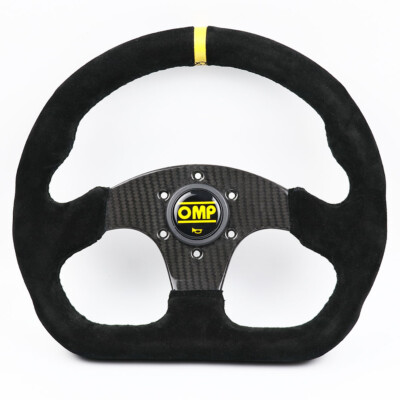 320mm OMP Carbon Fiber Spoke Genuine Suede Leather Flat Sport Steering Wheel