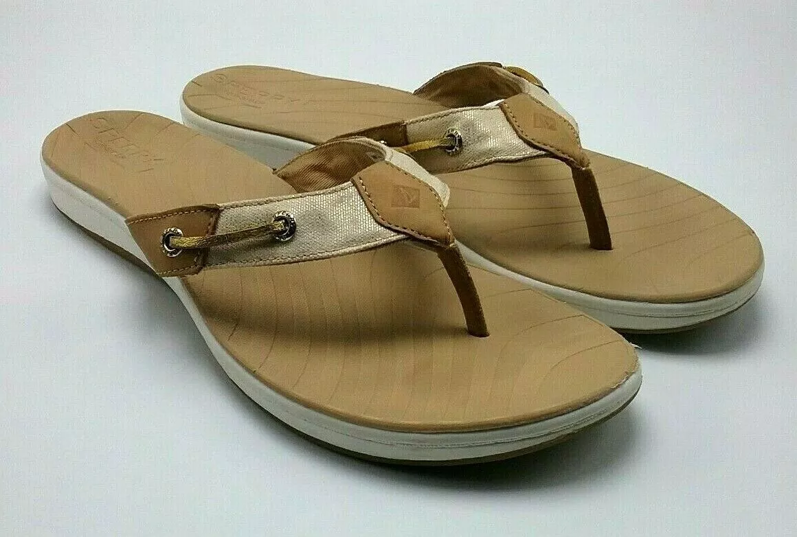 Sperry Top Sider Women s Sandals US 11 Flip Flop Tan Seabrook Nautical