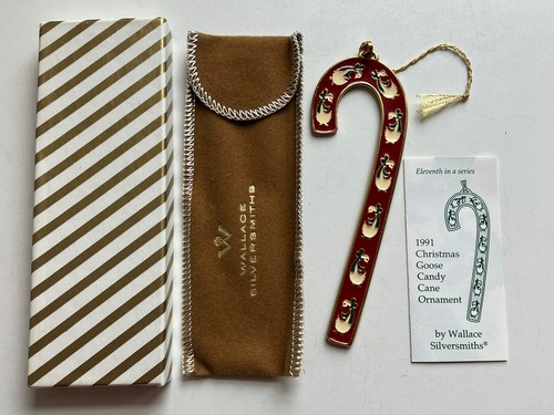 1991 Wallace Silversmiths Christmas Goose Candy Cane Ornament